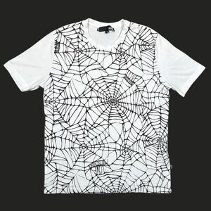 Moschino Spiderweb All Over Print T Shirt White Black Love Rare